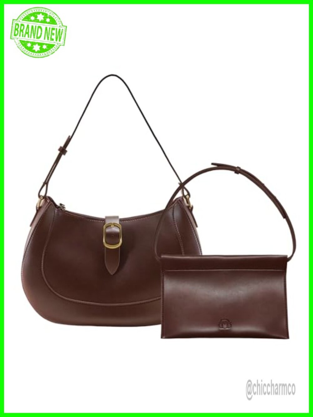 Vegan Leather Crescent Hobo Bag Adjustable Crossbody Shoulder Purse